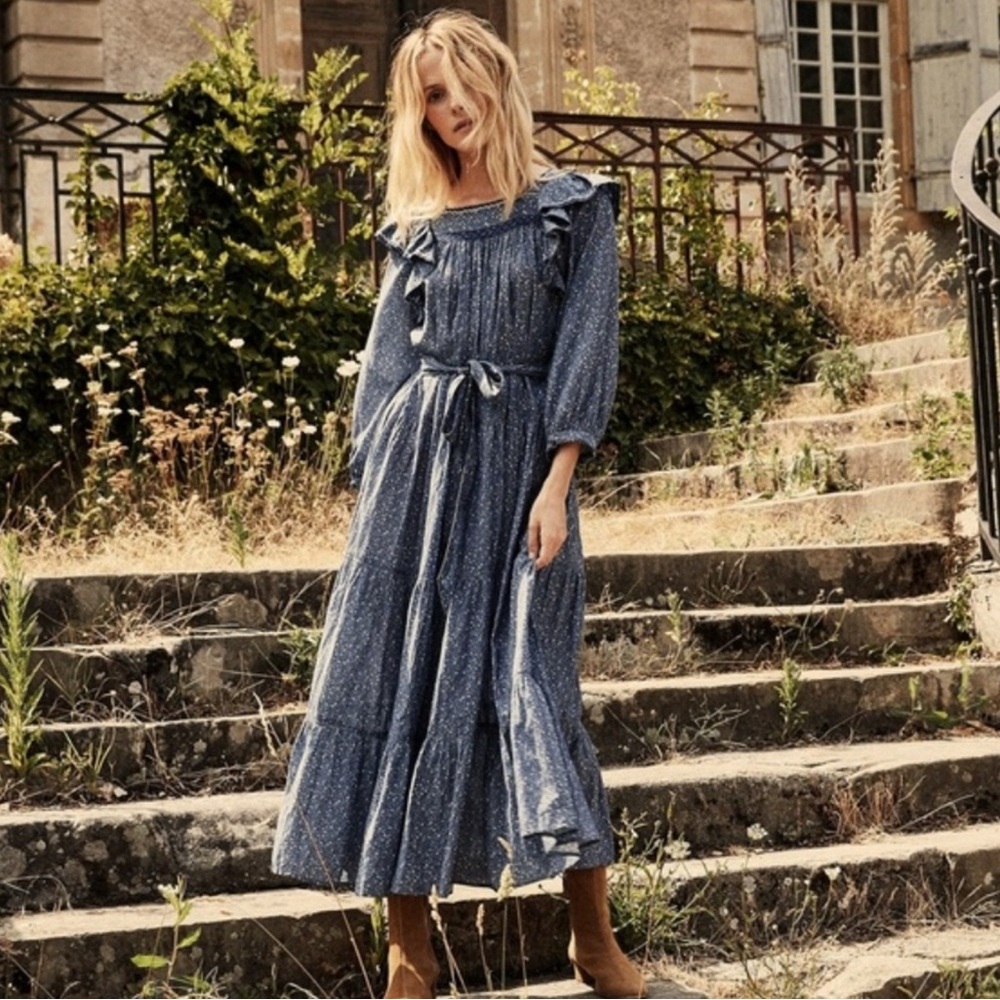 SOLD DOEN California Blue Wildflower Dress